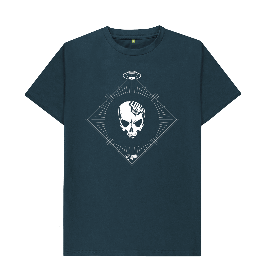 Denim Blue Mens Beamed Alien Tee Chest Logo