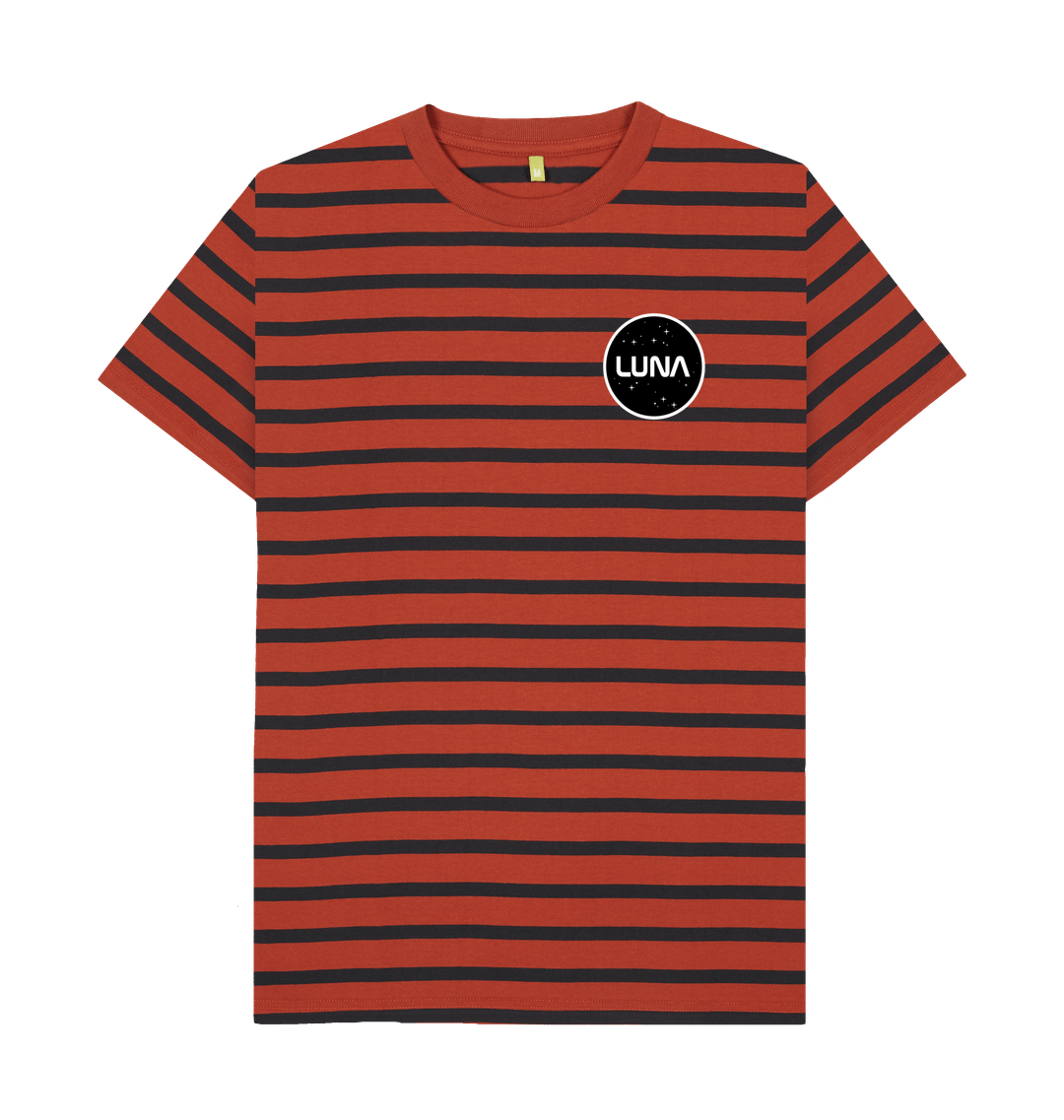 Rust & Navy Stripe Printed Premium T-Shirt