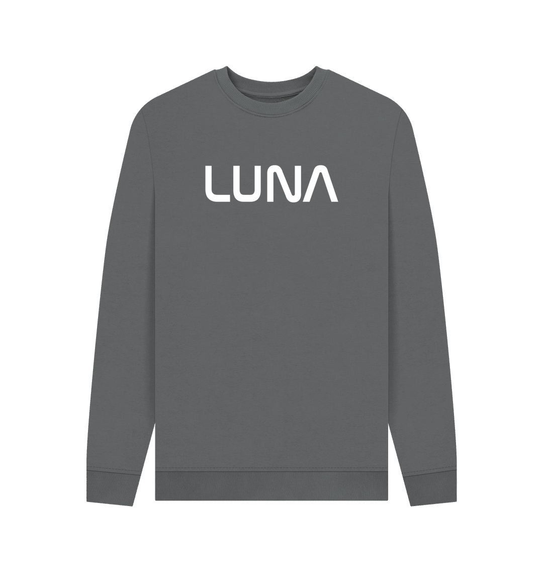 Slate Grey Mens LUNA Sweater White Text