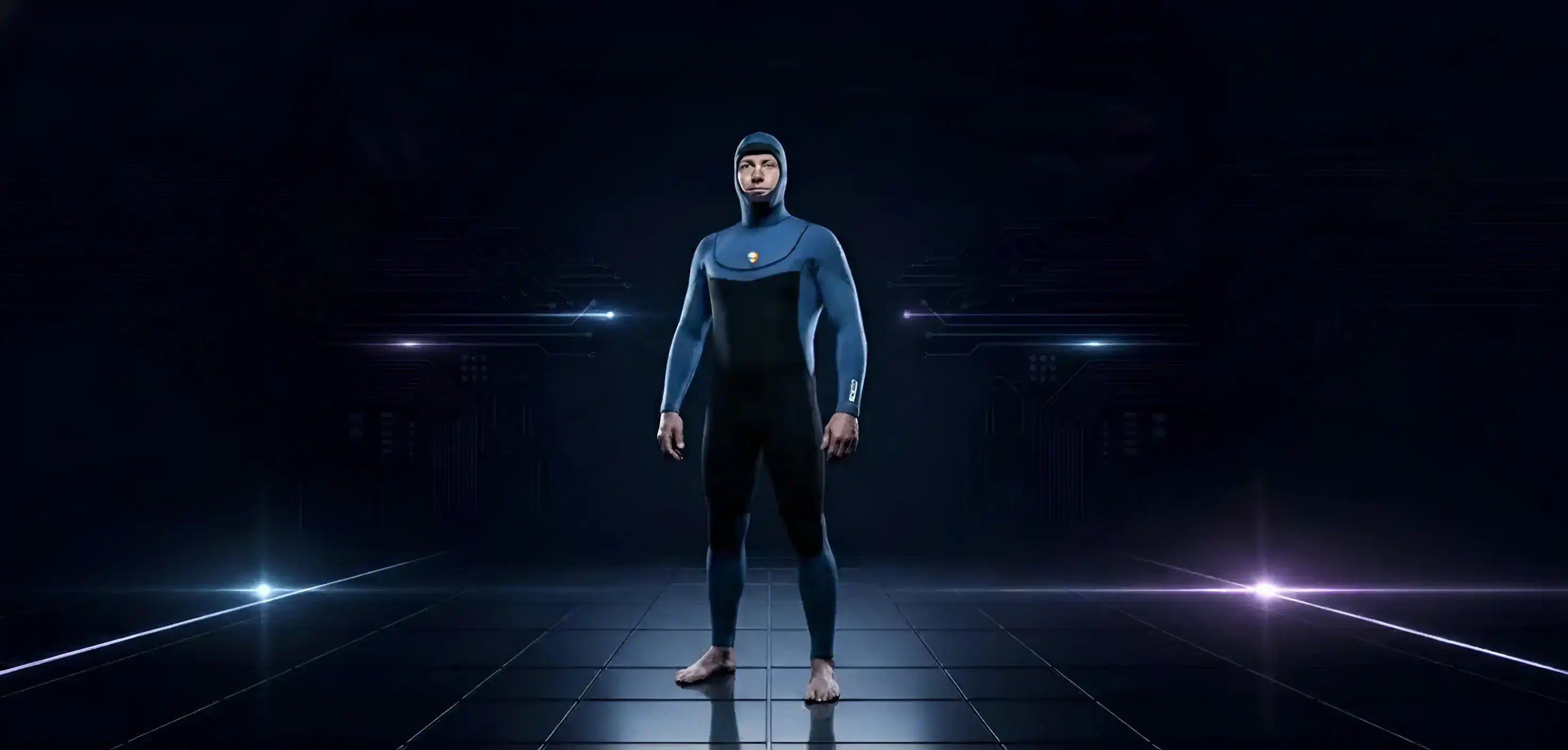 blue and black 4mm winter wetsuit