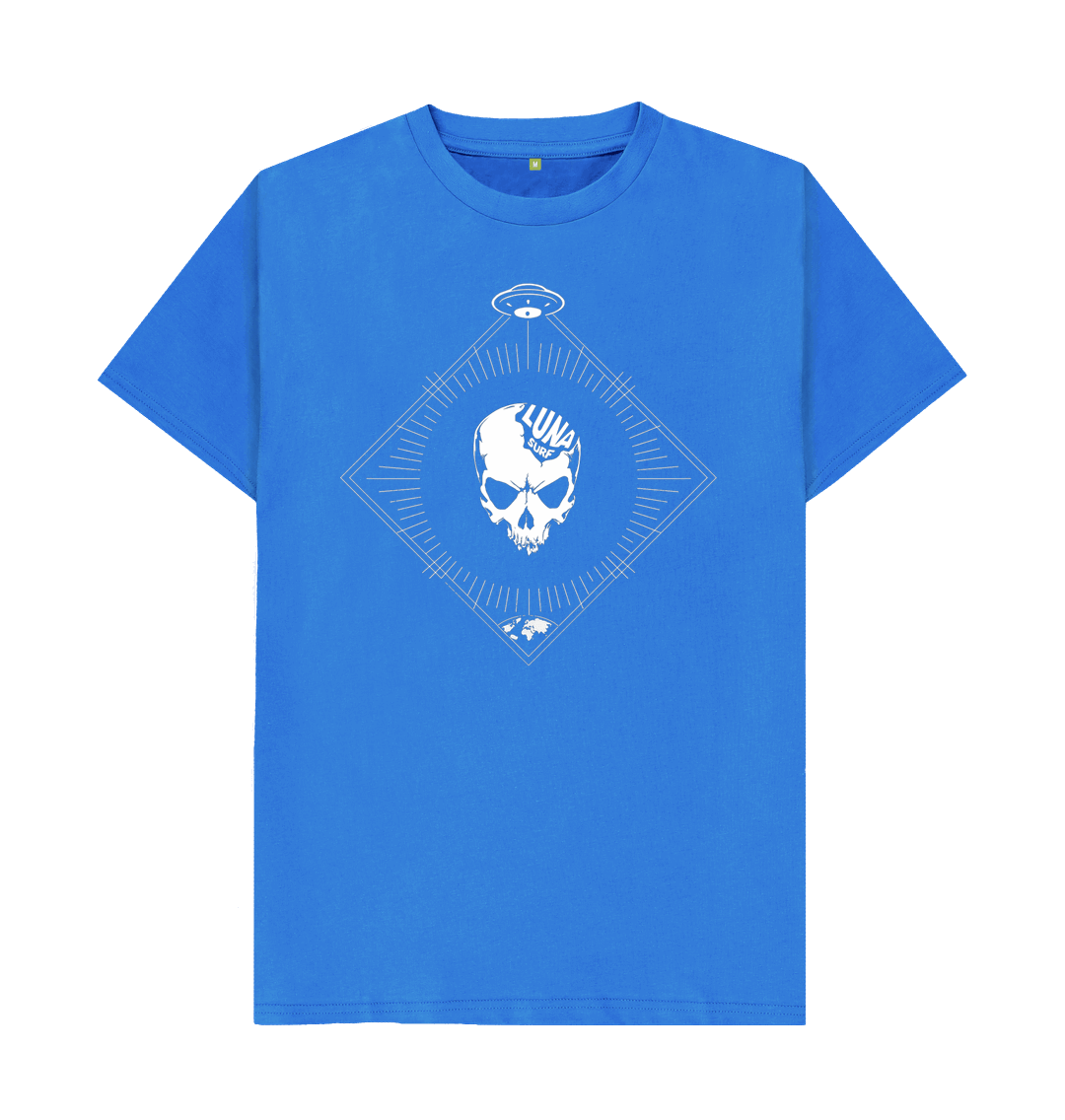 Bright Blue Mens Beamed Alien Tee Chest Logo