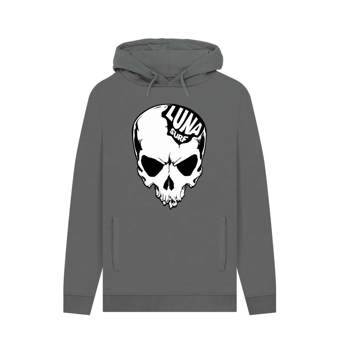 Slate Grey Mens Alien Human Hybrid Skull Hoodie