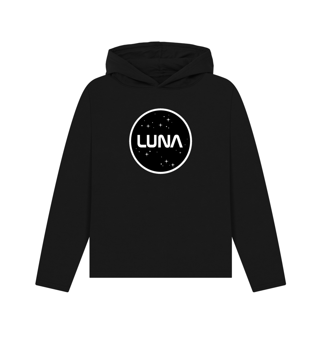 Black Womens Relaxed Fit 'LUNA CONSTELLATION' REMILL Recycled Hoodie