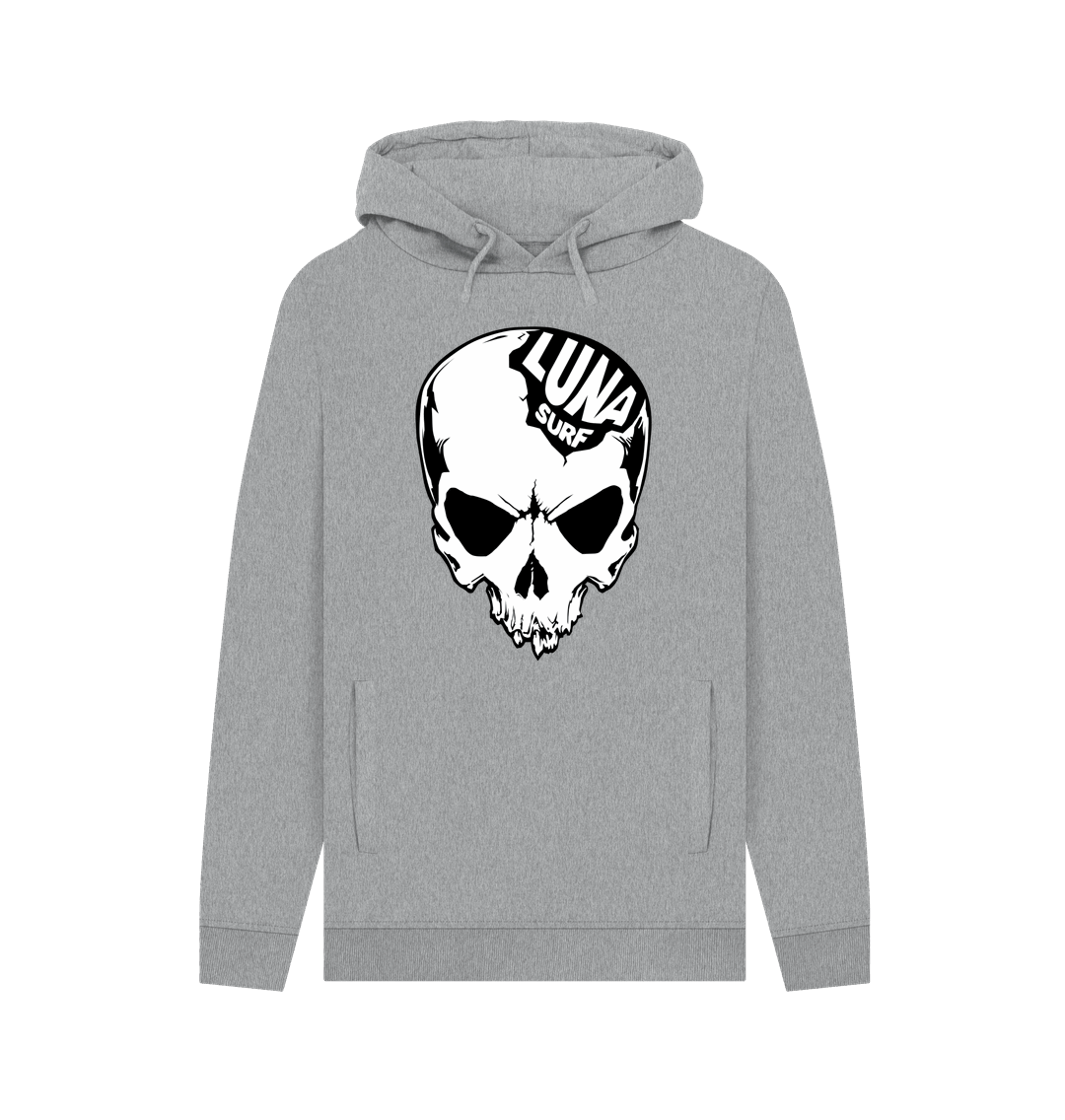 Light Heather Mens Alien Human Hybrid Skull Hoodie