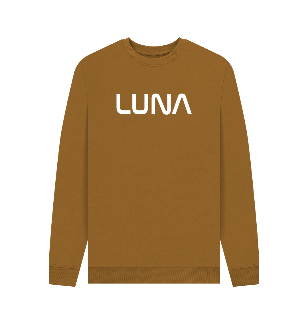 Brown Mens LUNA Sweater White Text