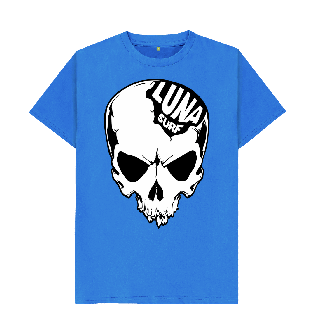 Bright Blue Mens Luna Alien Skull Large Logo