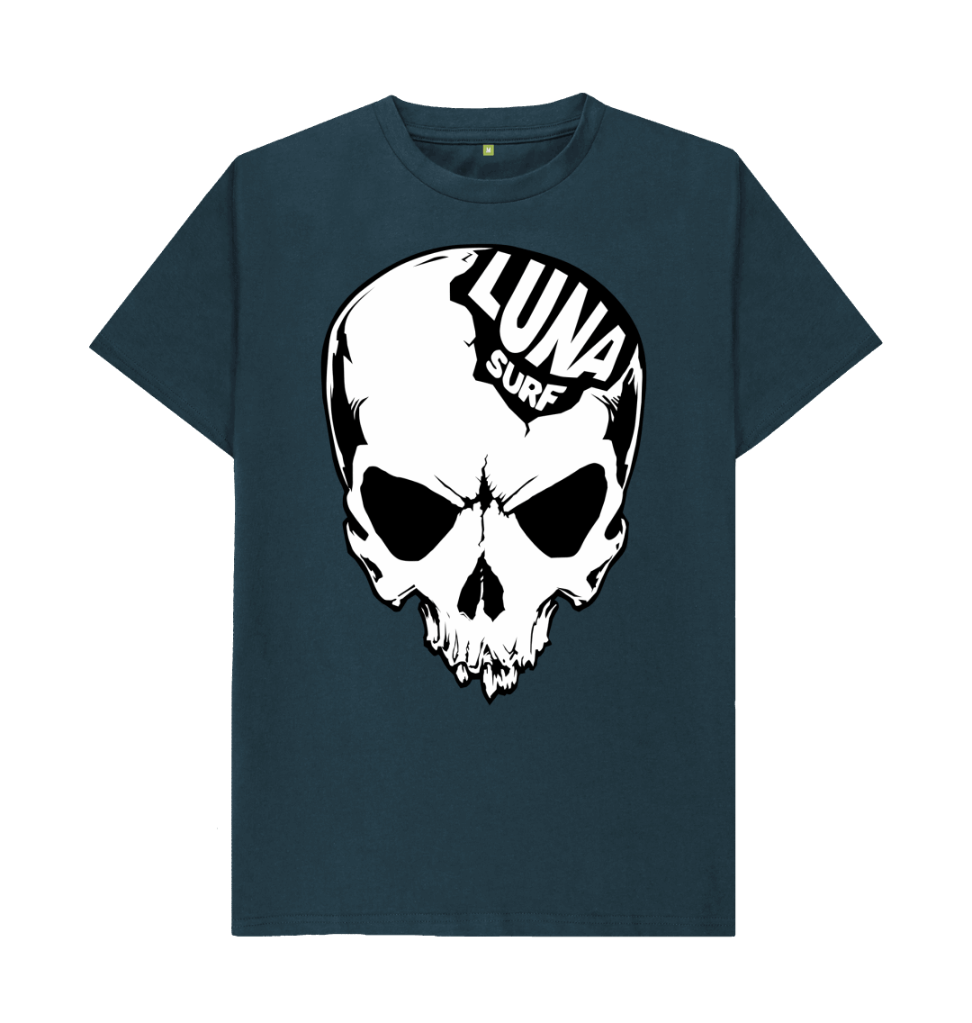 Denim Blue Mens Luna Alien Skull Large Logo