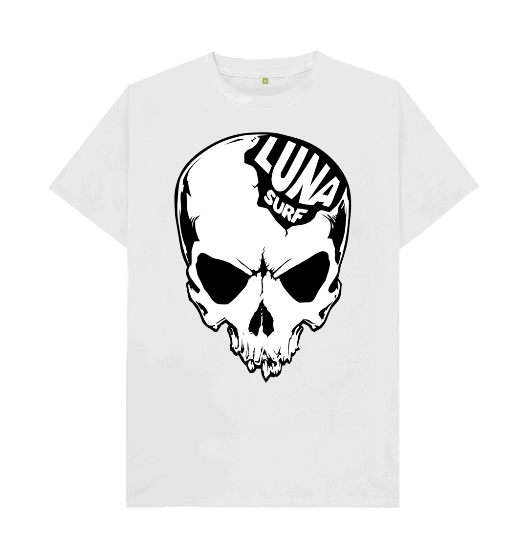 White Mens Luna Alien Skull Large Logo