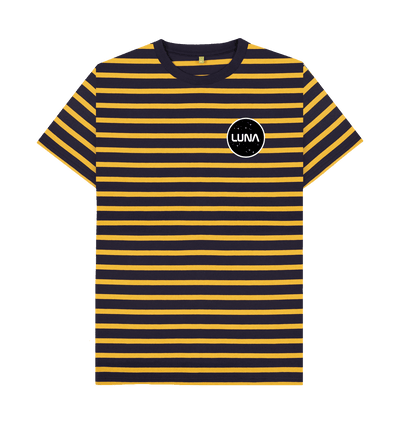 Navy & Mustard Stripe Printed Premium T-Shirt