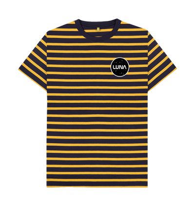 Navy & Mustard Stripe Printed Premium T-Shirt