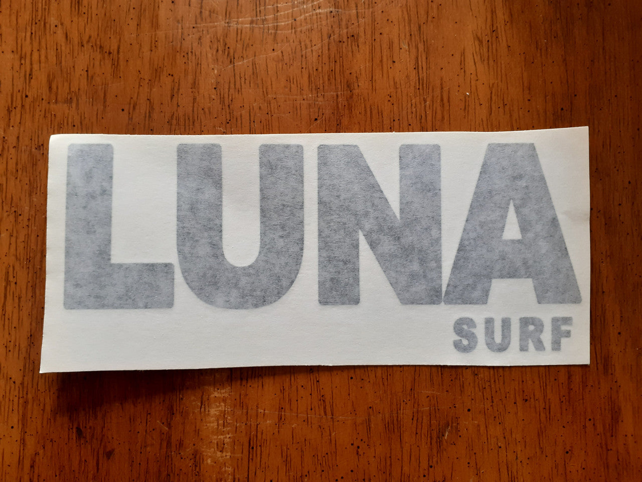 Luna surf text logo for boards.
20cm long.