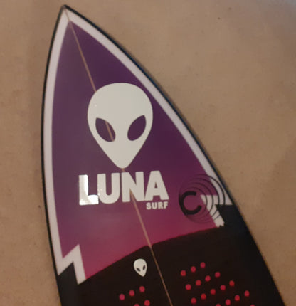 White Lunasurf Alien Head Logo Sticker