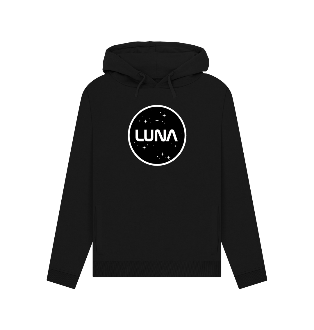 Black Womens Pullover Hoodie 'Luna Constellation'