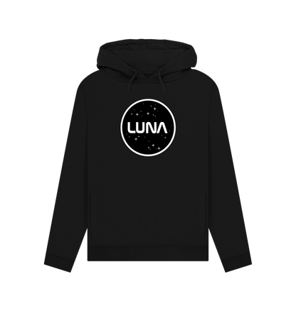 Black Womens Pullover Hoodie 'Luna Constellation'