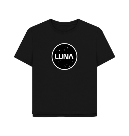 Black Womens Relaxed Fit Tee 'Luna Constellation'