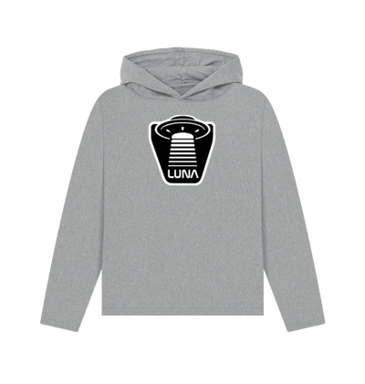 Athletic Grey Womens Relaxed Fit Hoodie 'UFO Beam'
