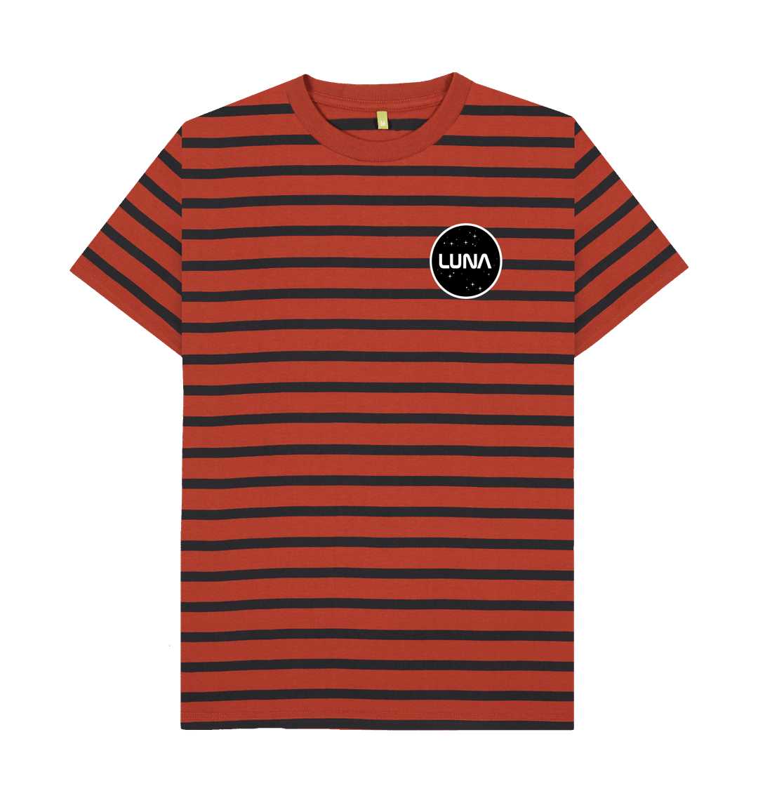 Rust & Navy Stripe Printed Premium T-Shirt
