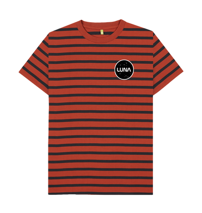 Rust & Navy Stripe Printed Premium T-Shirt