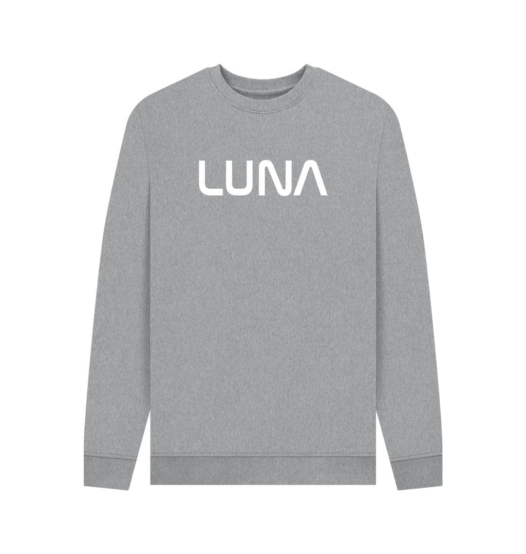Light Heather Mens LUNA Sweater White Text