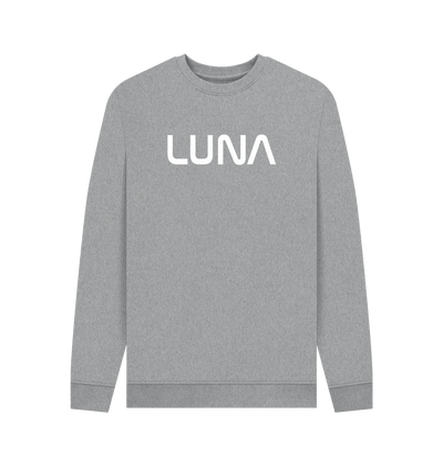 Light Heather Mens LUNA Sweater White Text