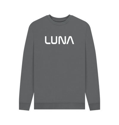 Slate Grey Mens LUNA Sweater White Text