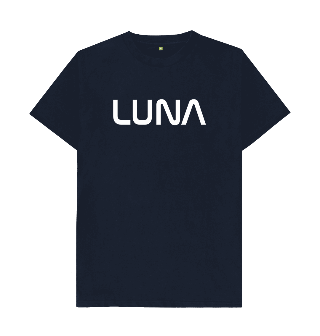 Navy Blue Mens Astro Tee White