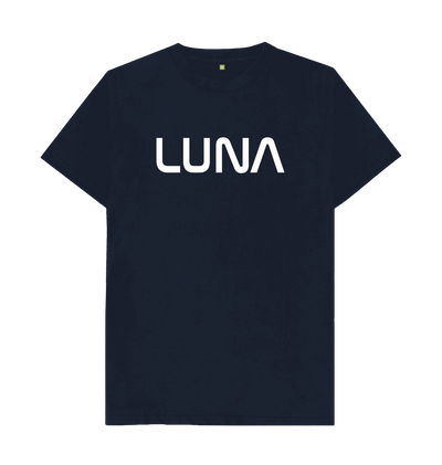Navy Blue Mens Astro Tee White