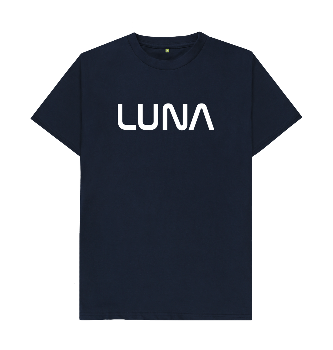 Navy Blue Mens Astro Tee White