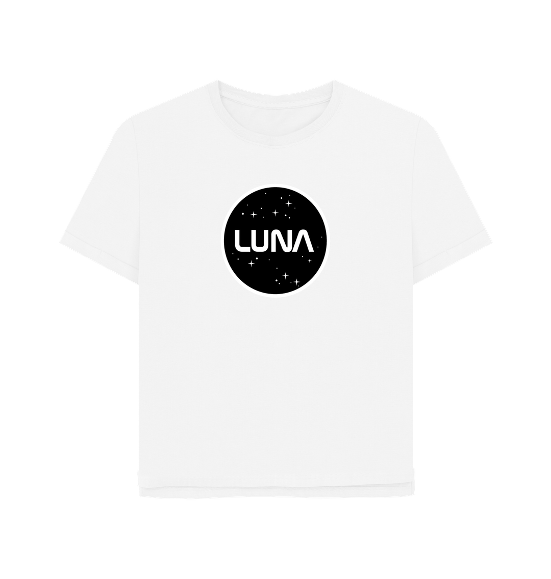 White Womens Relaxed Fit Tee 'Luna Constellation'