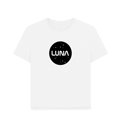 White Womens Relaxed Fit Tee 'Luna Constellation'