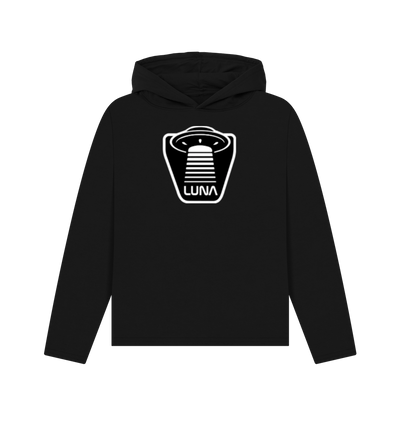 Black Womens Relaxed Fit Hoodie 'UFO Beam'