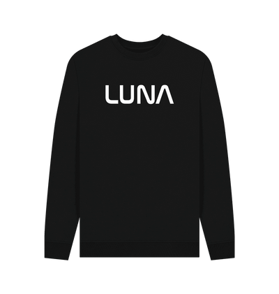 Black Mens LUNA Sweater White Text