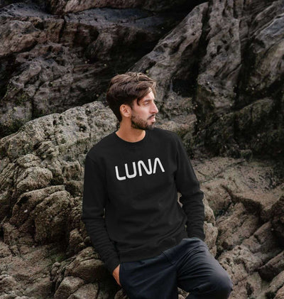 Mens LUNA Sweater White Text