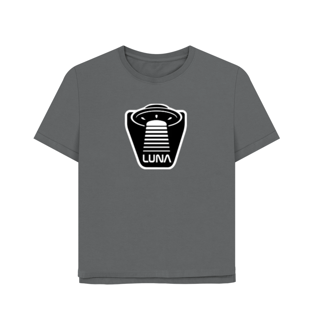 Slate Grey Womens Relaxed Fit Tee 'UFO Beam'