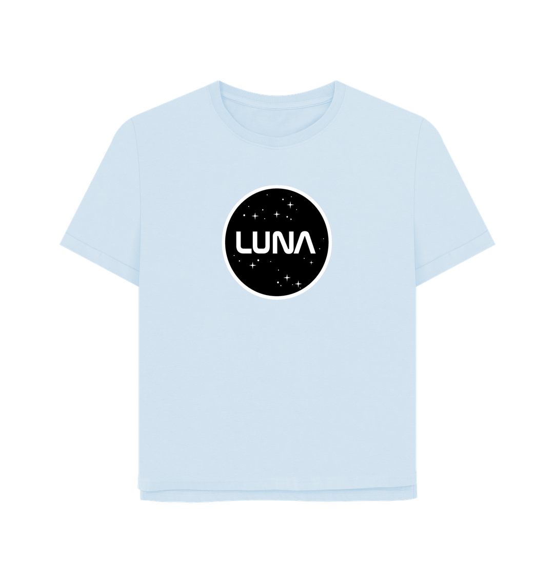 Sky Blue Womens Relaxed Fit Tee 'Luna Constellation'