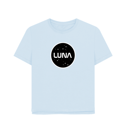 Sky Blue Womens Relaxed Fit Tee 'Luna Constellation'