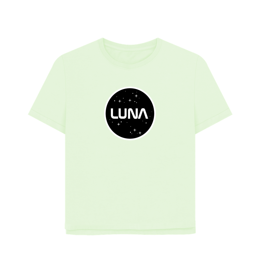 Pastel Green Womens Relaxed Fit Tee 'Luna Constellation'