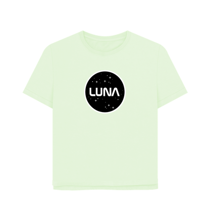 Pastel Green Womens Relaxed Fit Tee 'Luna Constellation'