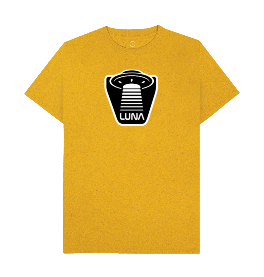 Sunflower Yellow Mens 'UFO BEAMED' Tee REMILL Recycled Eco Friendly Clothing Luna Surf