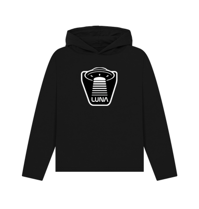 Black Womens Relaxed Fit 'UFO BEAMED' REMILL Recycled Hoodie