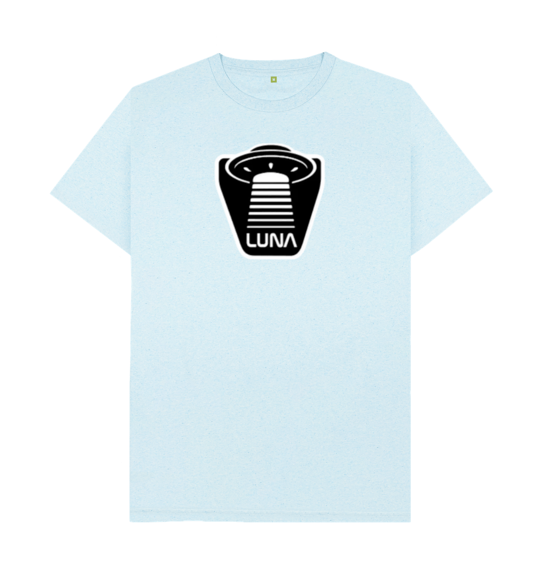 Light Blue Mens 'UFO BEAMED' Tee REMILL Recycled Eco Friendly Clothing Luna Surf