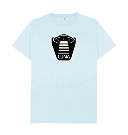 Light Blue Mens 'UFO BEAMED' Tee REMILL Recycled Eco Friendly Clothing Luna Surf