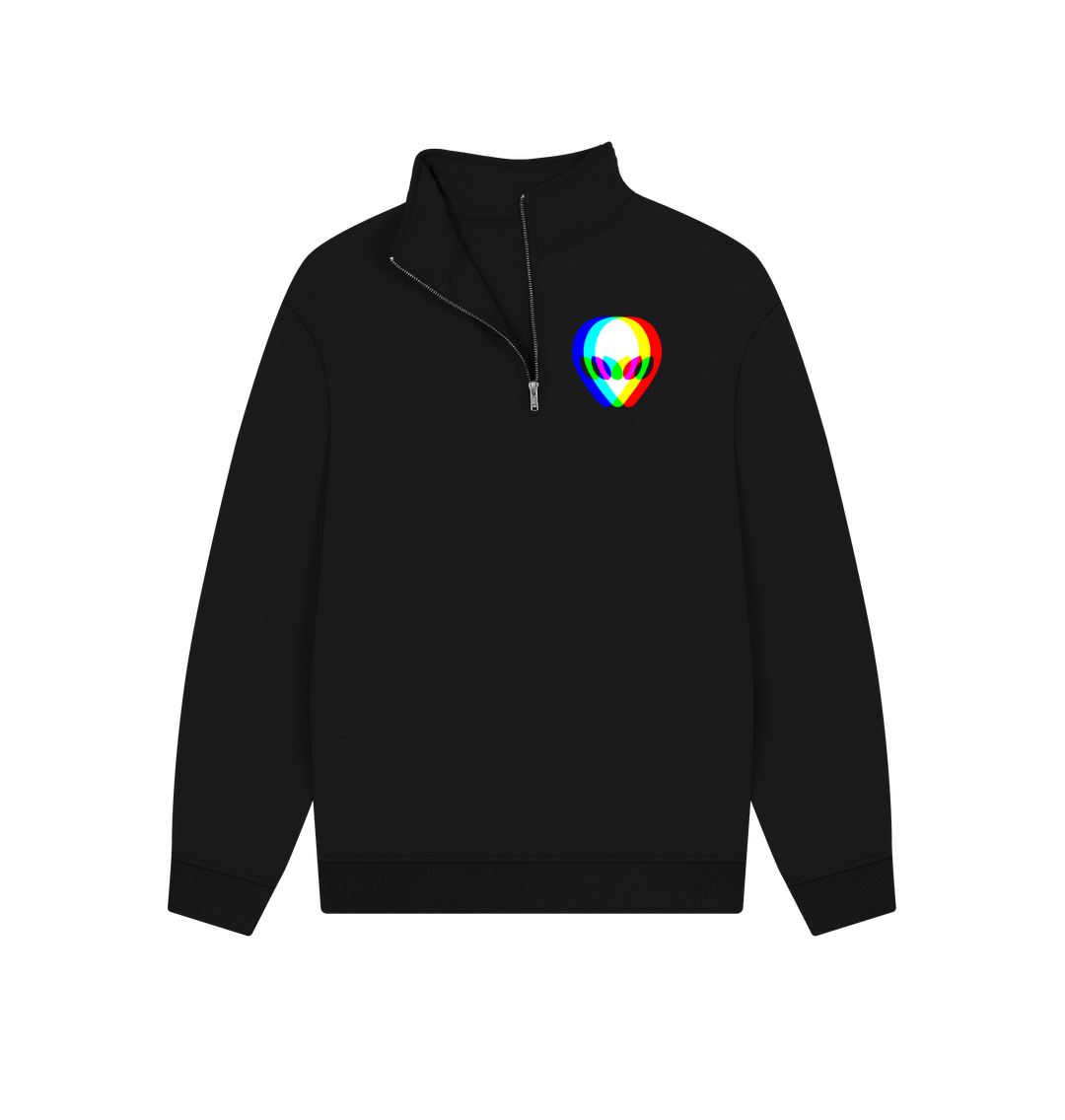 Black Unisex 3D Alien Quarter-zip Sweatshirt