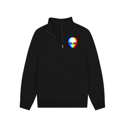 Black Unisex 3D Alien Quarter-zip Sweatshirt