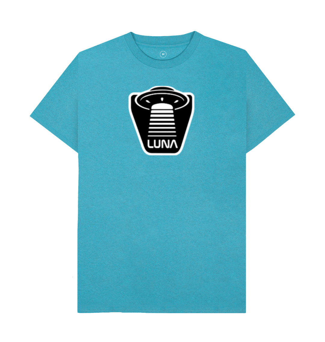 Ocean Blue Mens 'UFO BEAMED' Tee REMILL Recycled Eco Friendly Clothing Luna Surf