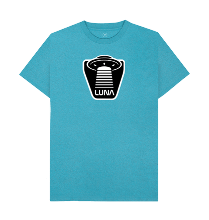 Ocean Blue Mens 'UFO BEAMED' Tee REMILL Recycled Eco Friendly Clothing Luna Surf