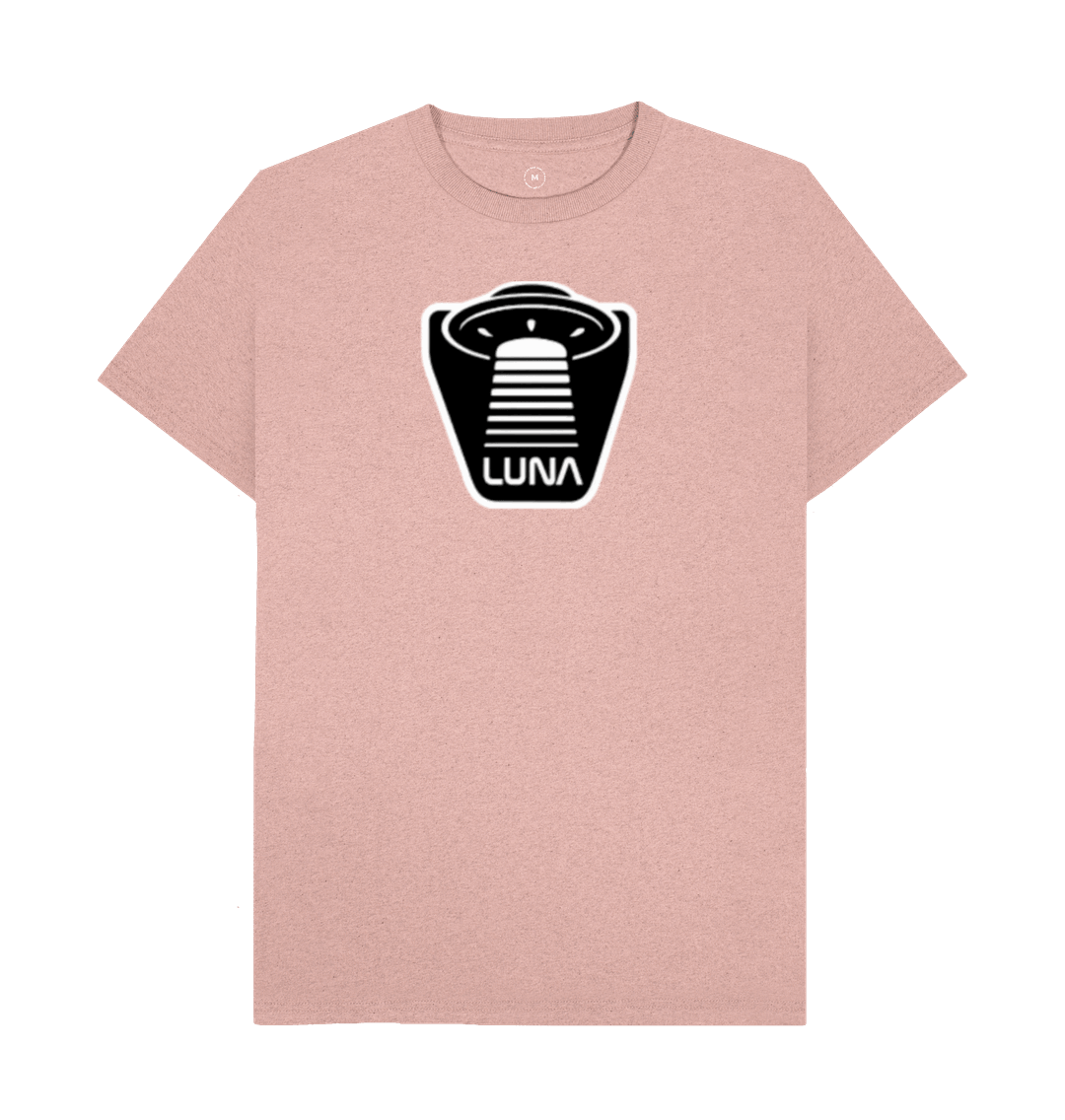 Sunset Pink Mens 'UFO BEAMED' Tee REMILL Recycled Eco Friendly Clothing Luna Surf