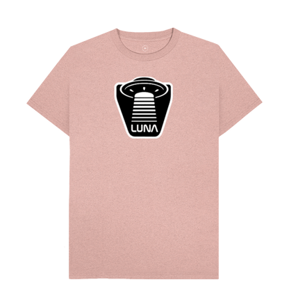 Sunset Pink Mens 'UFO BEAMED' Tee REMILL Recycled Eco Friendly Clothing Luna Surf