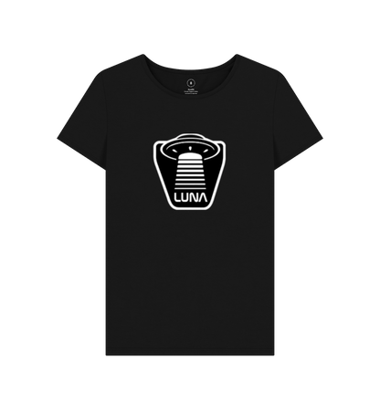 Black Womens 'UFO BEAMED' REMILL Recycled Tee