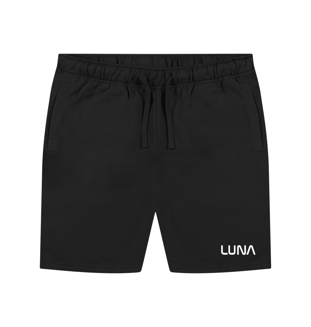 Black Mens Astro text logo Shorts